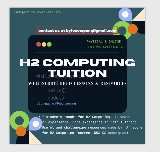 H2 Computing Tuition (A Level)